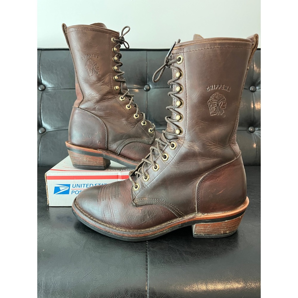 Chippewa Packer Brown Leather Lace Up Boots
